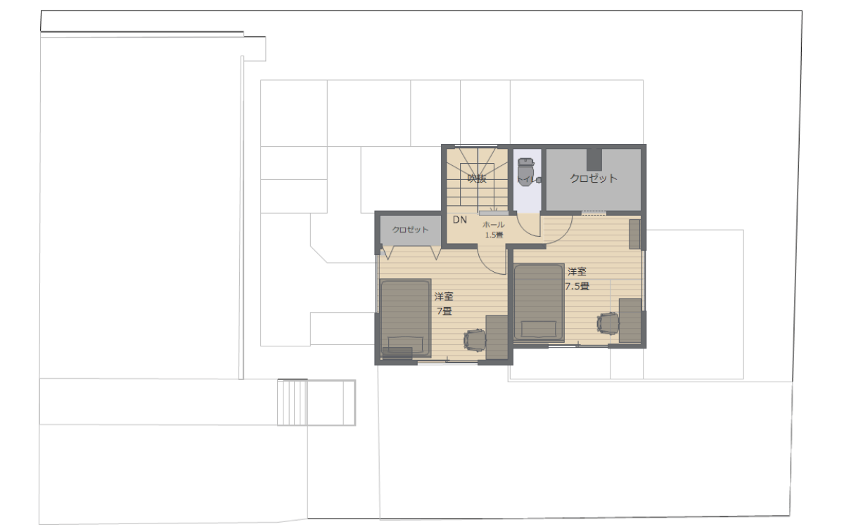3Dマイホームデザイナーで作成した2階間取り