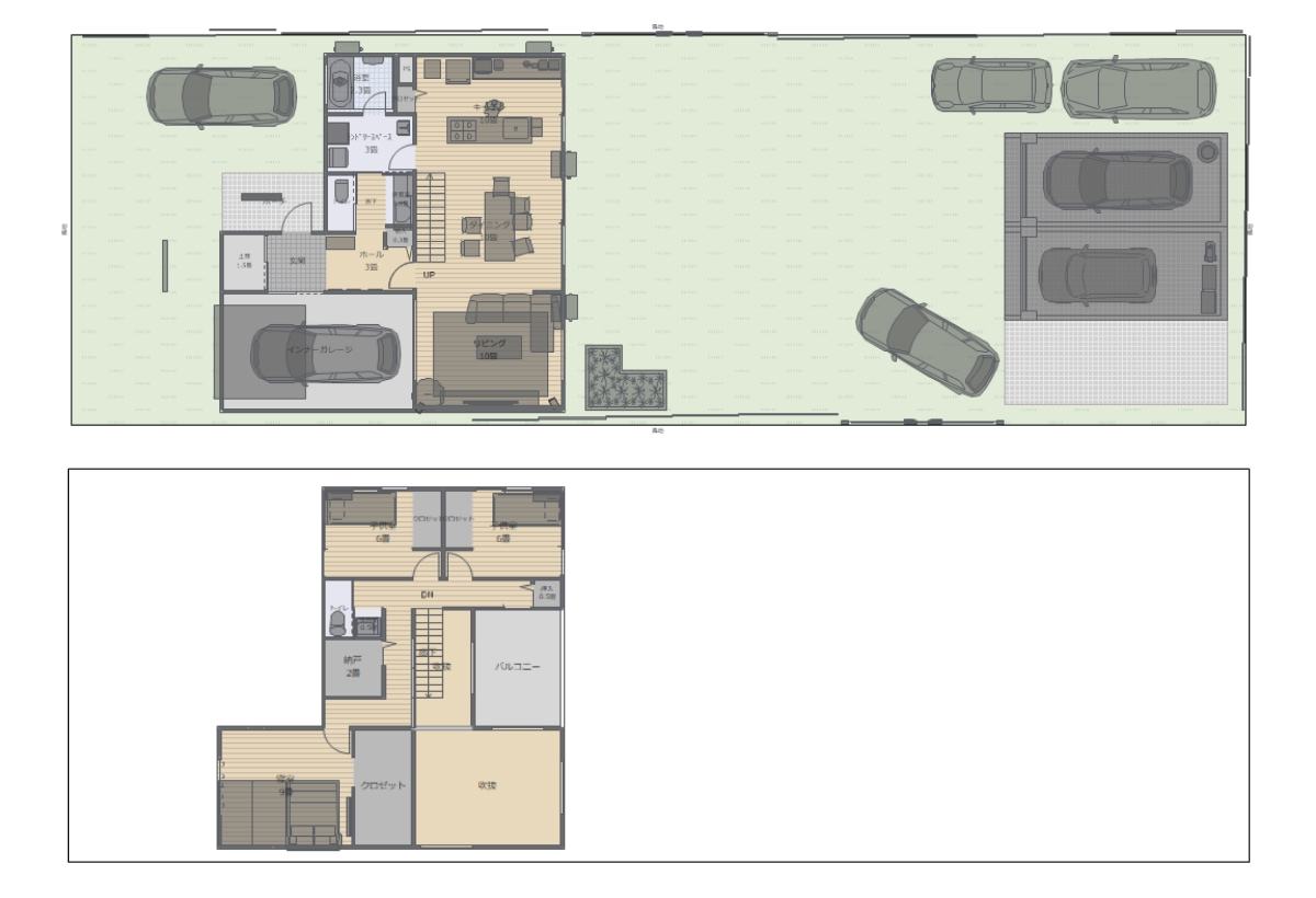 【3Dマイホームデザイナーで建てた家】愛車と暮らす家 間取り図