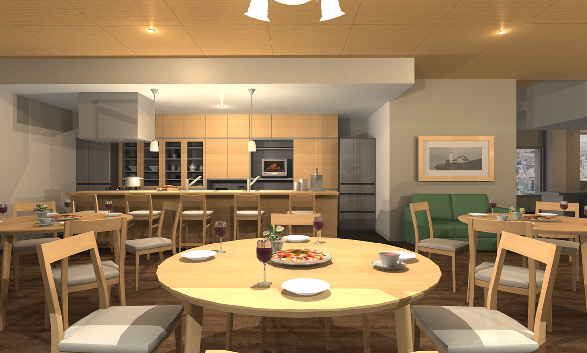 ユニットパーツを用いた施設（パーティスペース）パース例