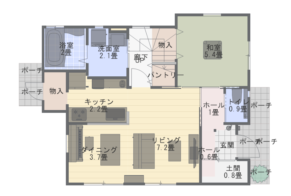 【3Dマイホームデザイナーで建てた家】外観も室内も3Dでイメージできた 1階間取り図