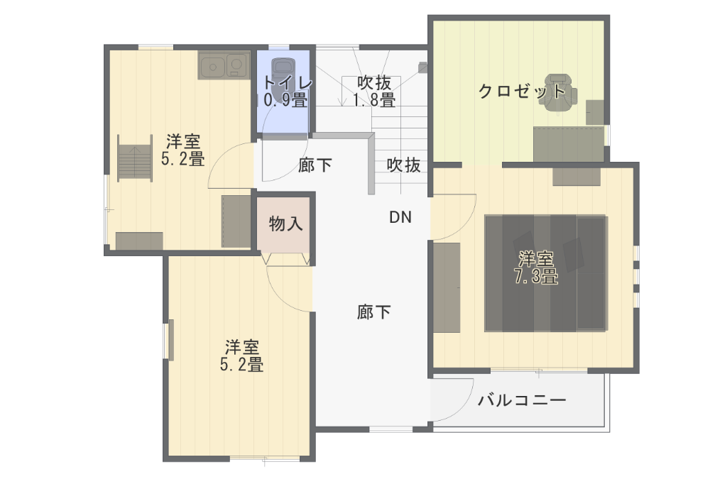 【3Dマイホームデザイナーで建てた家】外観も室内も3Dでイメージできた 2階間取り図
