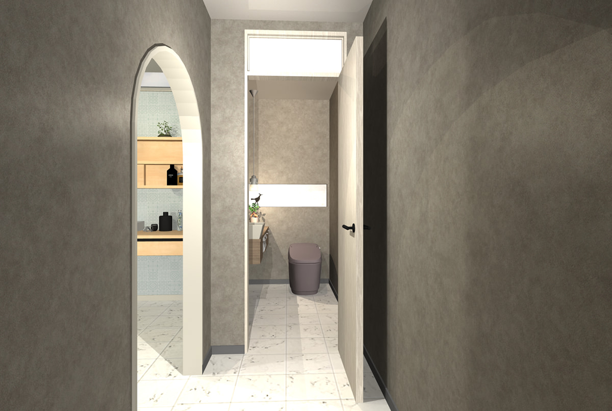 新着パーツ使ってみた-54 サンゲツの壁紙テクスチャを使ったパース図