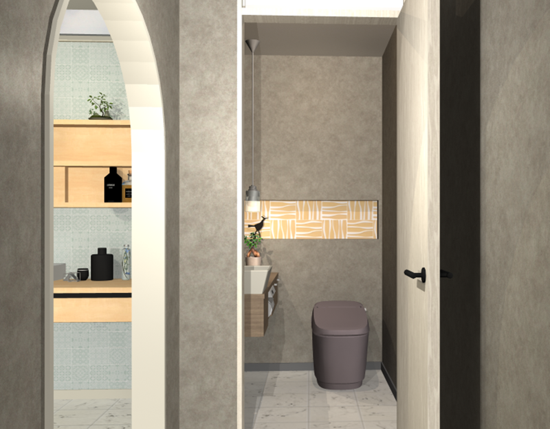 新着パーツ使ってみた-54 サンゲツの壁紙テクスチャを使ったパース図