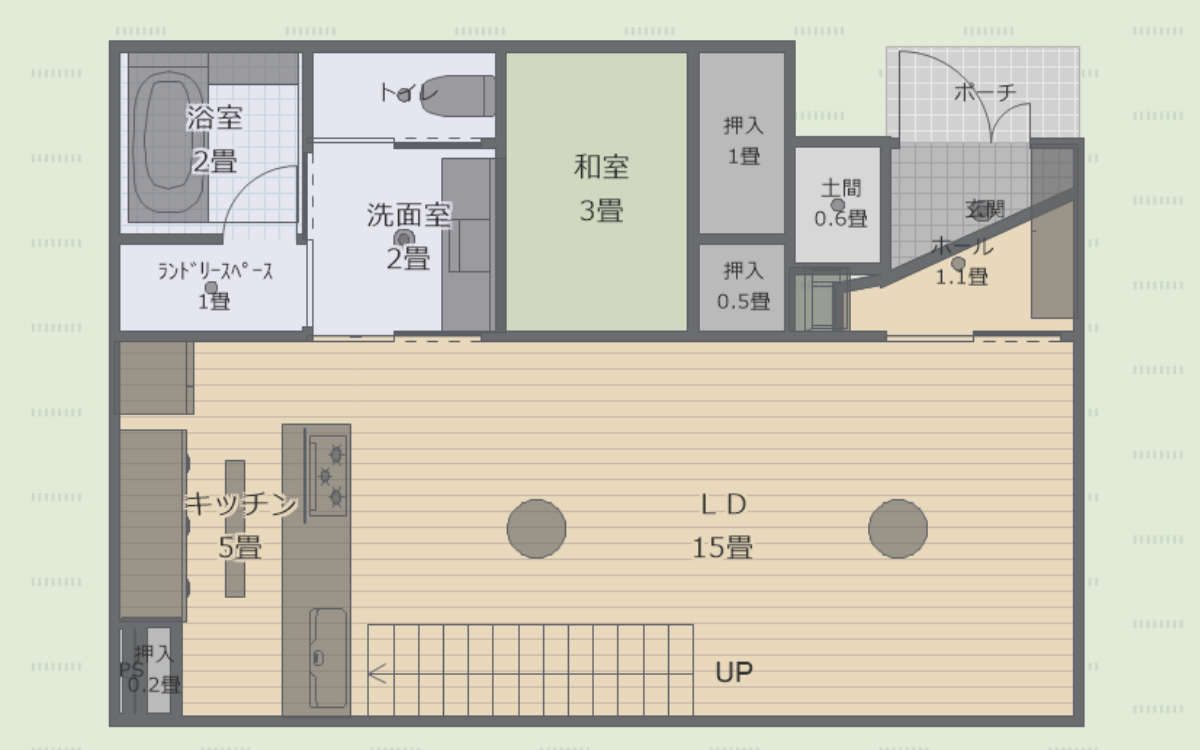 【3Dマイホームデザイナーで建てた家】動線にこだわった家 1階間取り図