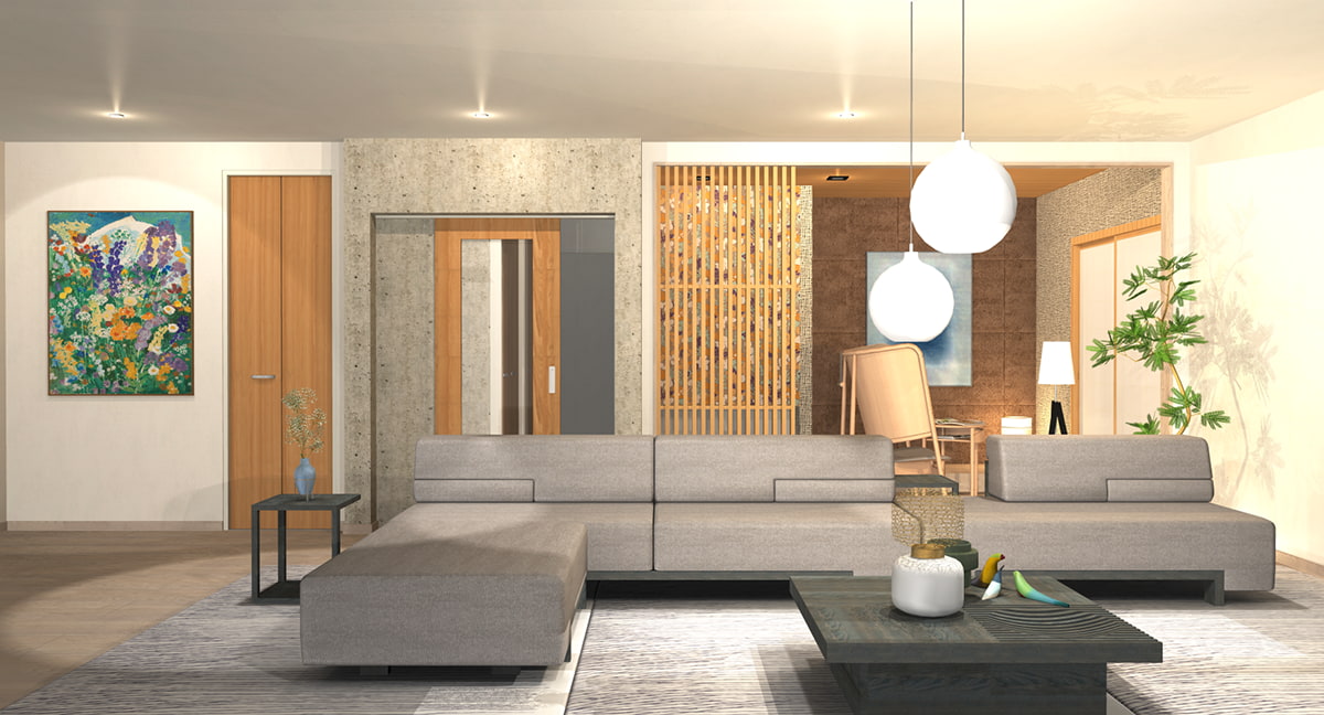 新着パーツ使ってみた-56 カンディハウスの3Dパーツを使ったパース図