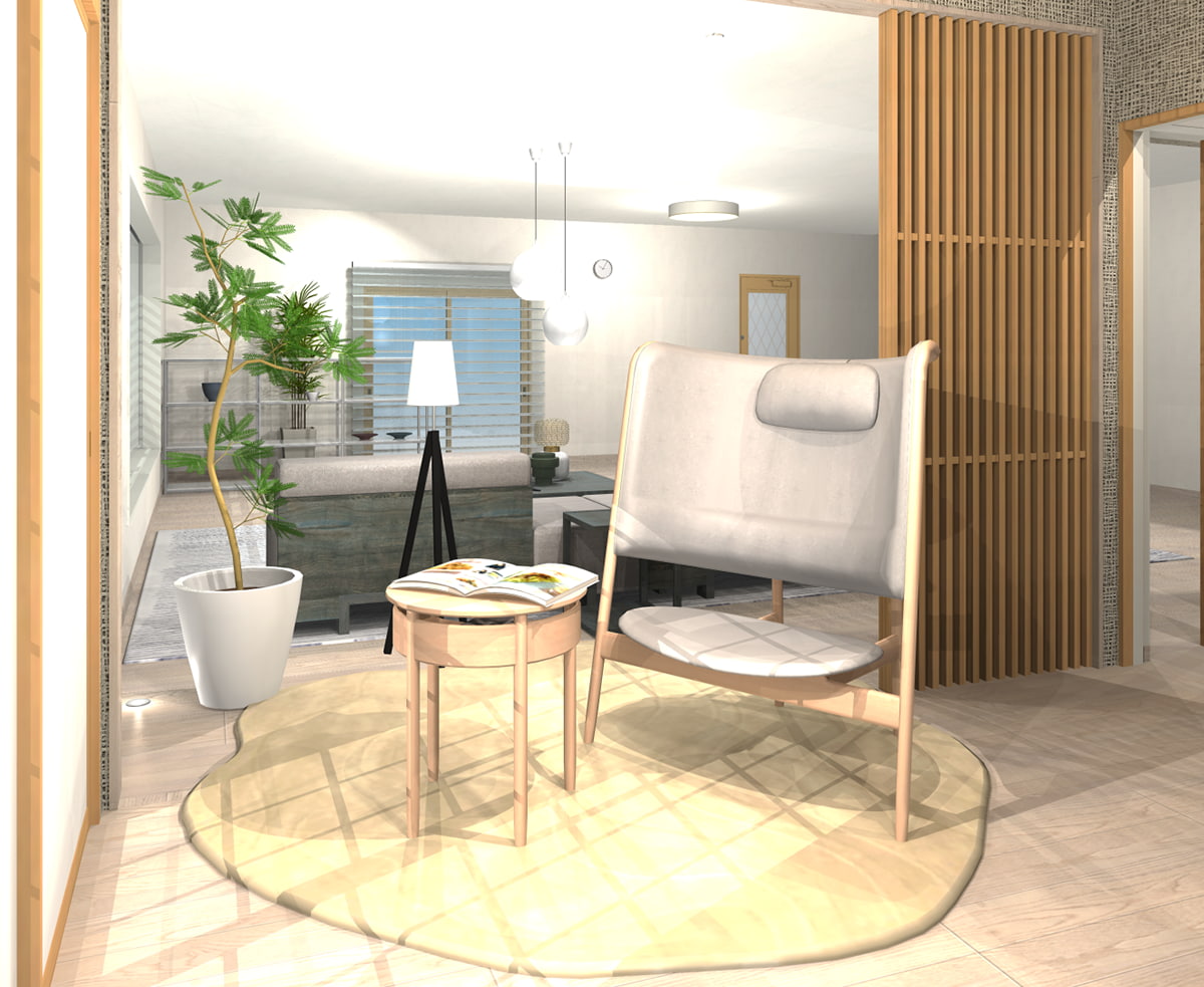 新着パーツ使ってみた-56 カンディハウスの3Dパーツを使ったパース図